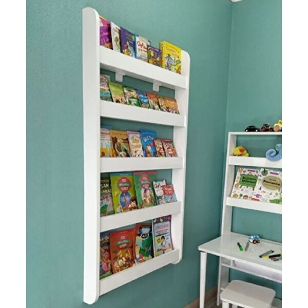 Mihenk Duru Montessori Kitaplık 5 Raflı Mdf Kitaplık - Beyaz Kitaplık - Duvar Rafı & CD / DVD Rafı Fiyatı