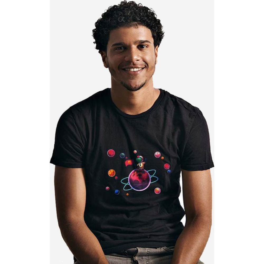 Miju Store Galaxi Baskılı Basic Siyah Tshirt Erkek T-shirt Fiyatı