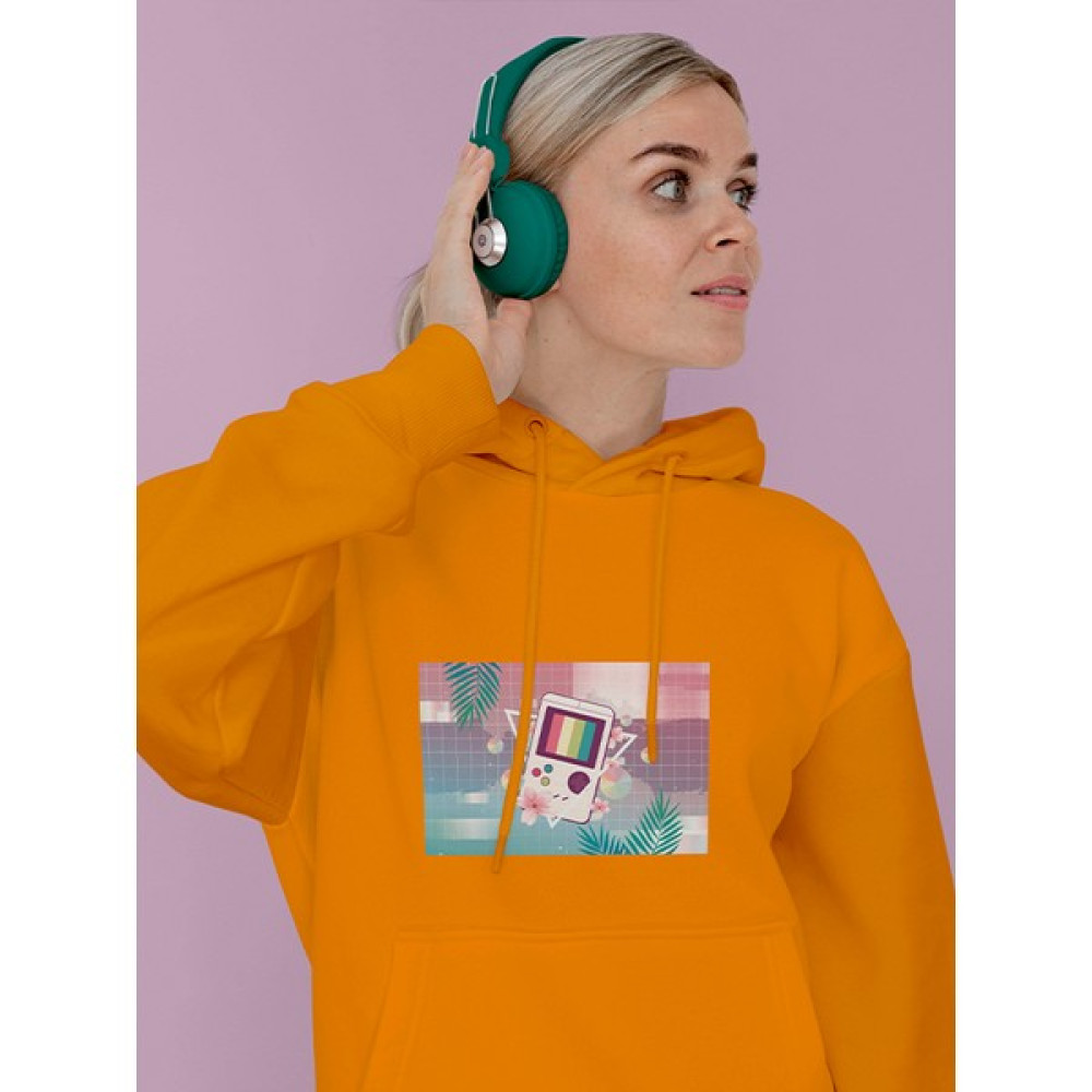 Miju Store Vapor Wave Tetris Tasarım 3 Iplik Sarı Hoodie Sweatshirt Bayan Sweatshirt Fiyatı
