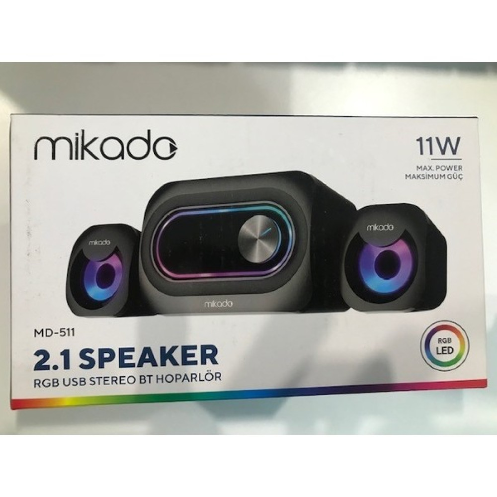Mikodo MD-511 5W+3WX2 USB Rgb Ledli 2+1 Gaming Speaker (11 W) Oto Hoparlörleri & SubWoofer Fiyatı