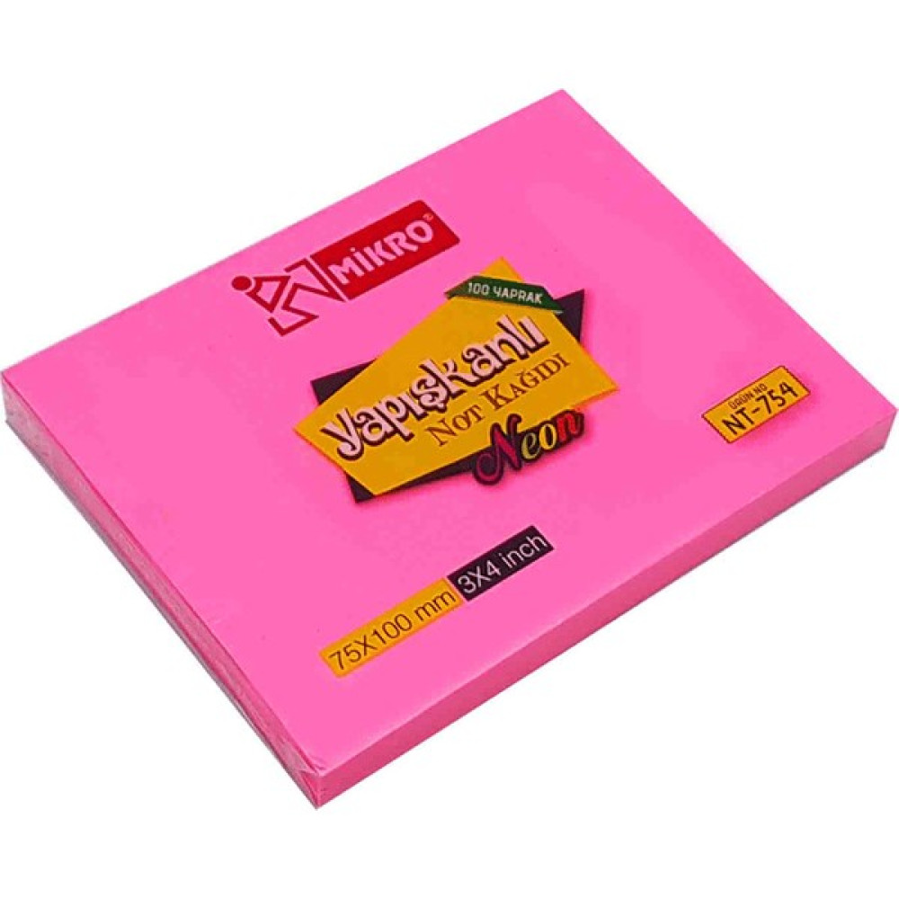 Mikro 100YP. Yapışkanlı Not KAĞIDI(75X100) NT-754 - Pembe Oto Boyaları Fiyatı