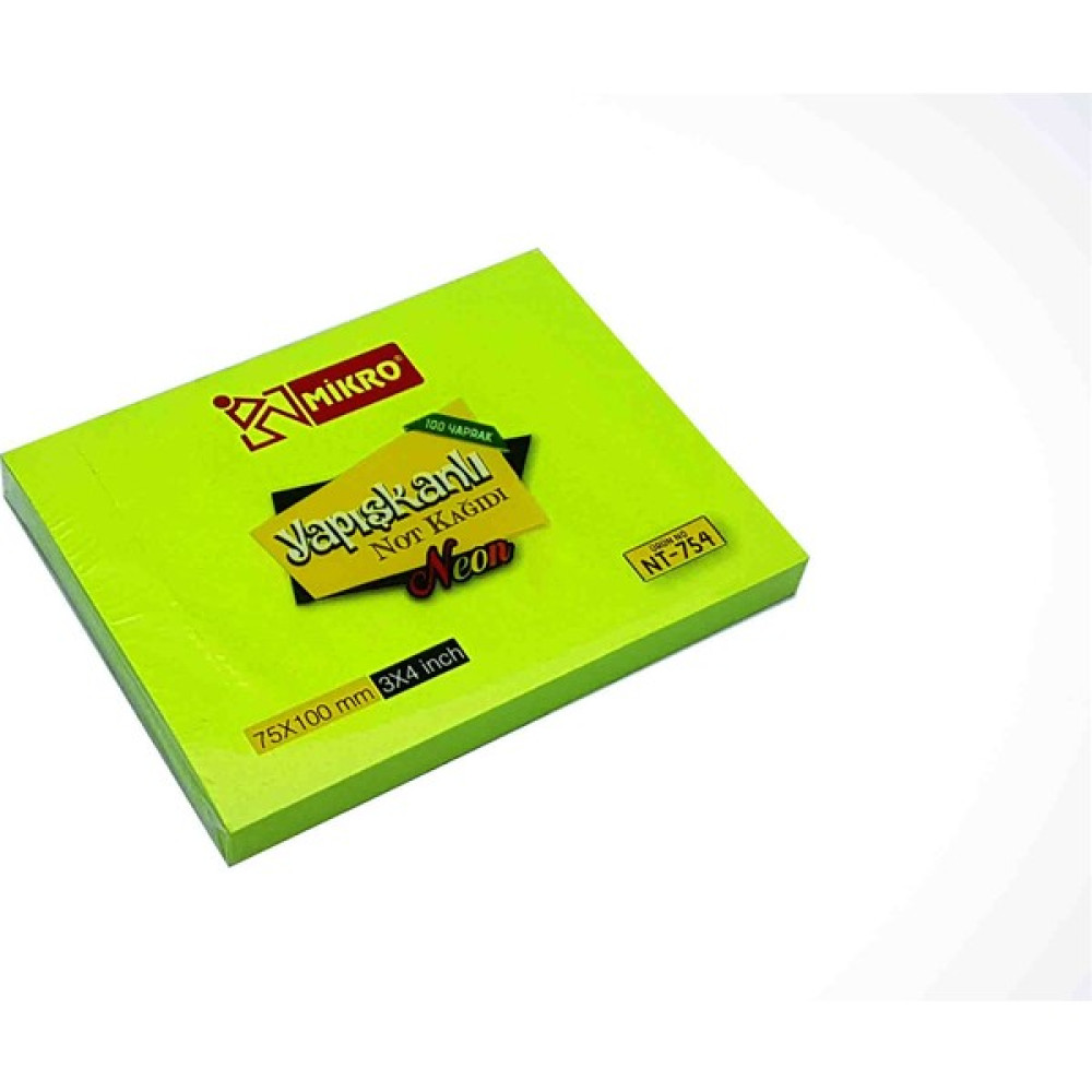 Mikro 100YP. Yapışkanlı Not KAĞIDI(75X100) NT-754 - Yeşil Oto Boyaları Fiyatı
