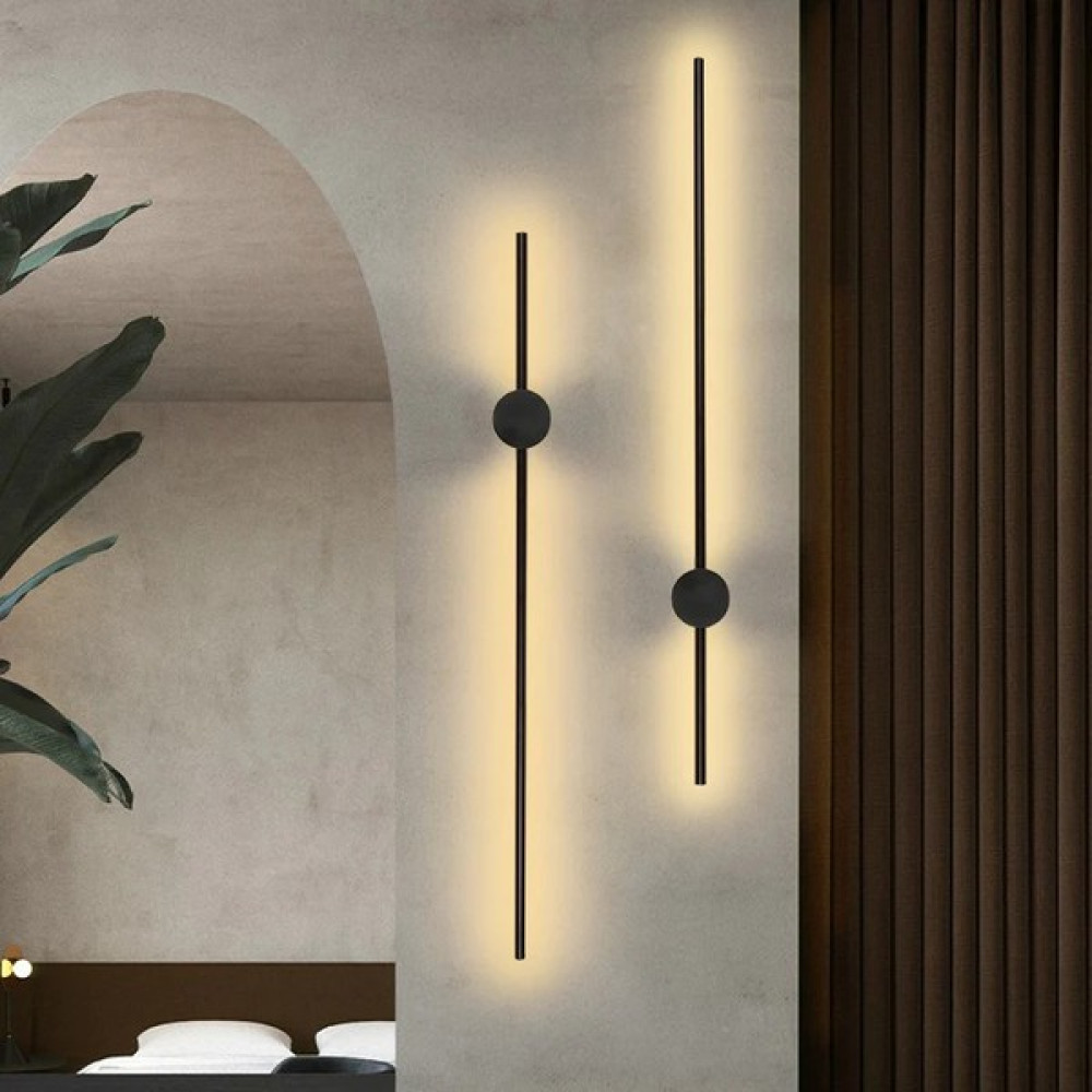 Mikro Aydınlatma Modern Dekoratif LED Duvar Aplik Uzun Çubuk LED Tekli 80 cm Siyah Kasa Gün Işığı Aplikler Fiyatı