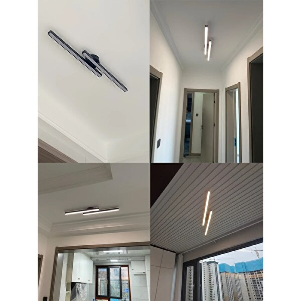 Mikro Aydınlatma Modern Tavan Koridor Aydınlatması Çubuk LED Siyah Günışığı Lineer Avize Armatür Ikili - 2X50Cm 16W Avize Fiyatı
