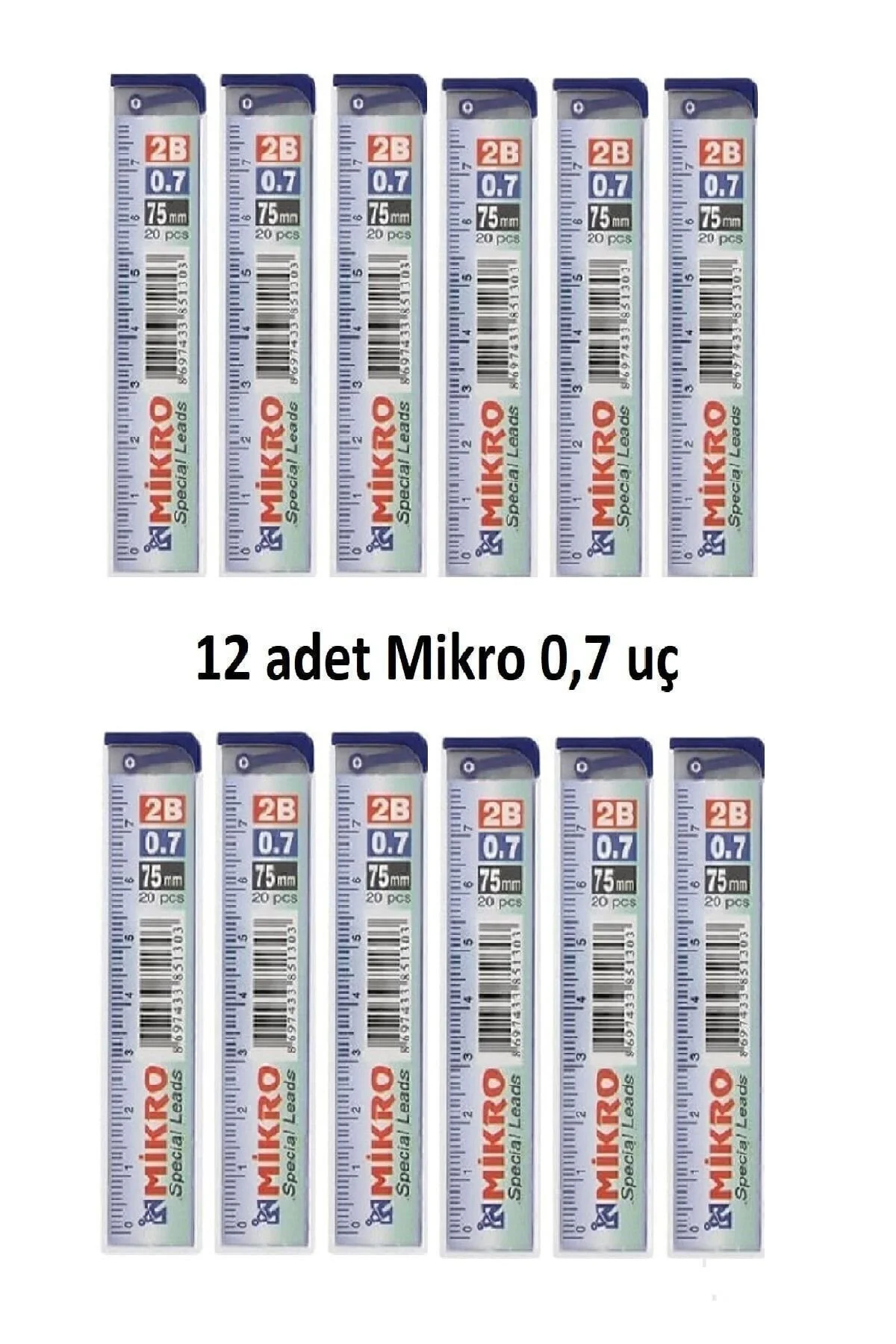Mikro Min Kalem Ucu 0.7 Uc 2b Dereceli Cetvelli - 12 Li Paket" Kurşun Kalem Ucu (Min) Fiyatı
