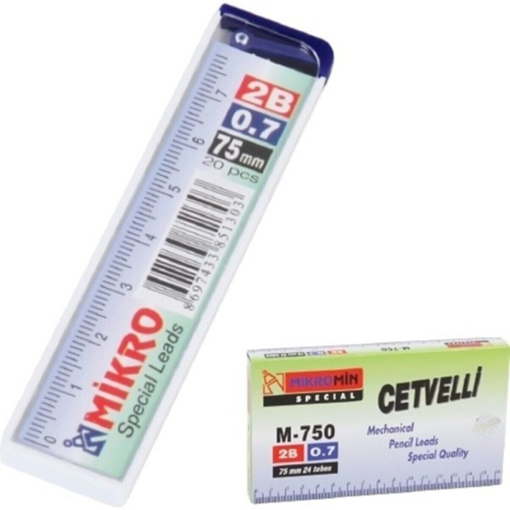 Mikro Min Kalem Ucu Uç 2b Dereceli Cetvelli 0.7 mm 24'lü Kurşun Kalem Ucu (Min) Fiyatı