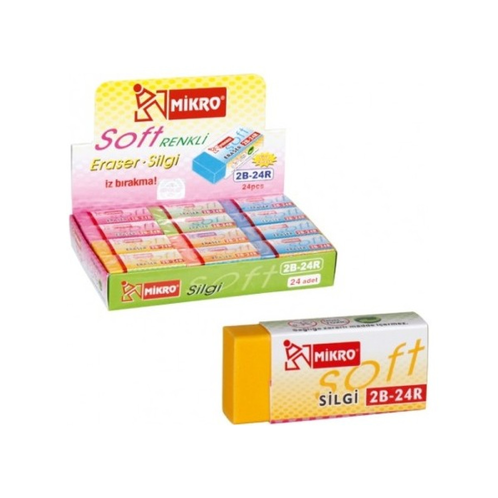 Mikro Renkli Soft Silgi / 2B-24R Silgi Fiyatı