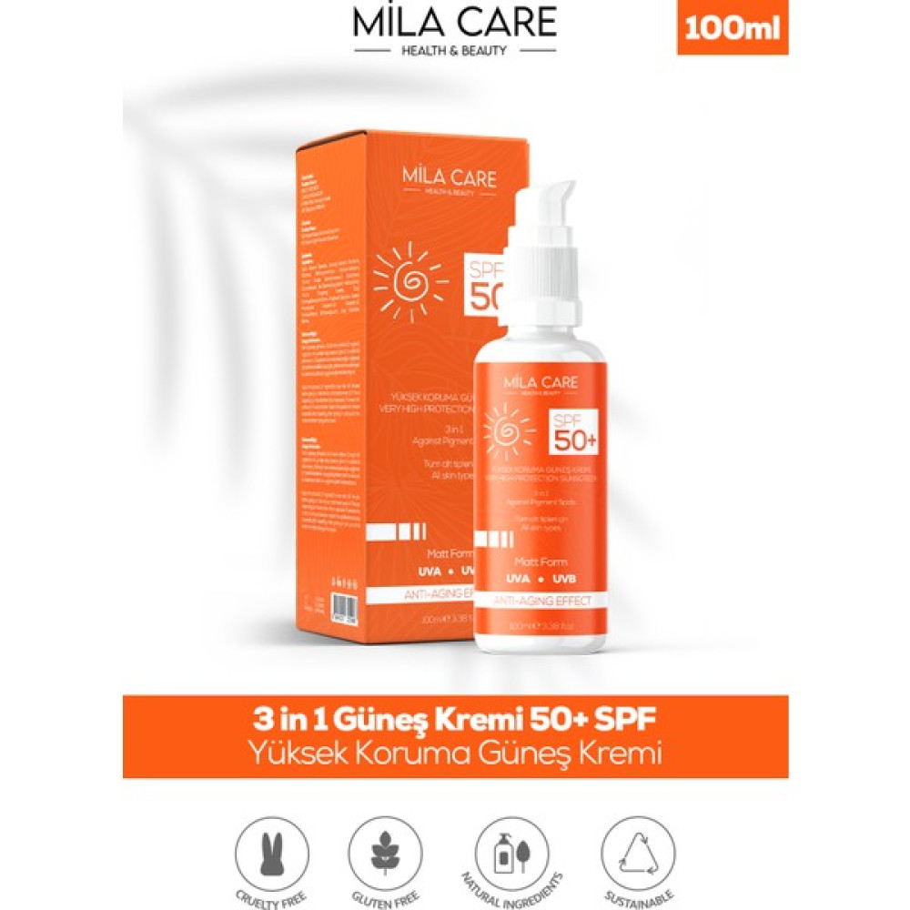 Mila Care Çok Yüksek Korumalı Ton Eşitleyici Aydınlatıcı 3in1 Yüz Güneş Kremi 50 Spf 100 ml Güneş Kremleri ve Losyonları Fiyatı