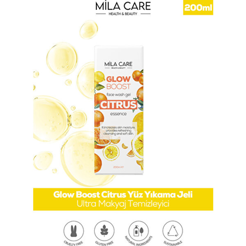 Mila Care Glow Boost Citrus Makyaj ve Yüz Yıkama Jeli 200 Ml Makyaj Temizleyicileri Fiyatı