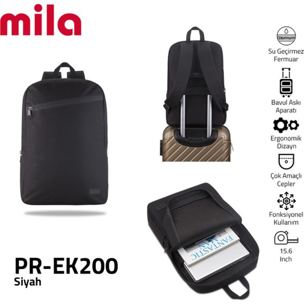 Mila Classone PR-EK200 15,60-17,3 inch Uyumlu Mila Serisi Laptop , Notebook Sırt Çantası - Siyah Dizüstü Bilgisayar Aksesuarları Fiyatı
