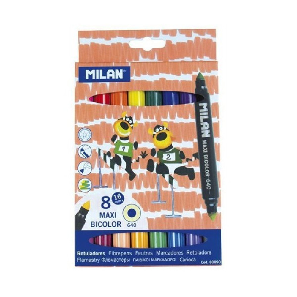 Milan 80090 Çift Uçlu Maxi Bicolor Keçeli Kalem 8'Li Keçe Uçlu Kalem Fiyatı