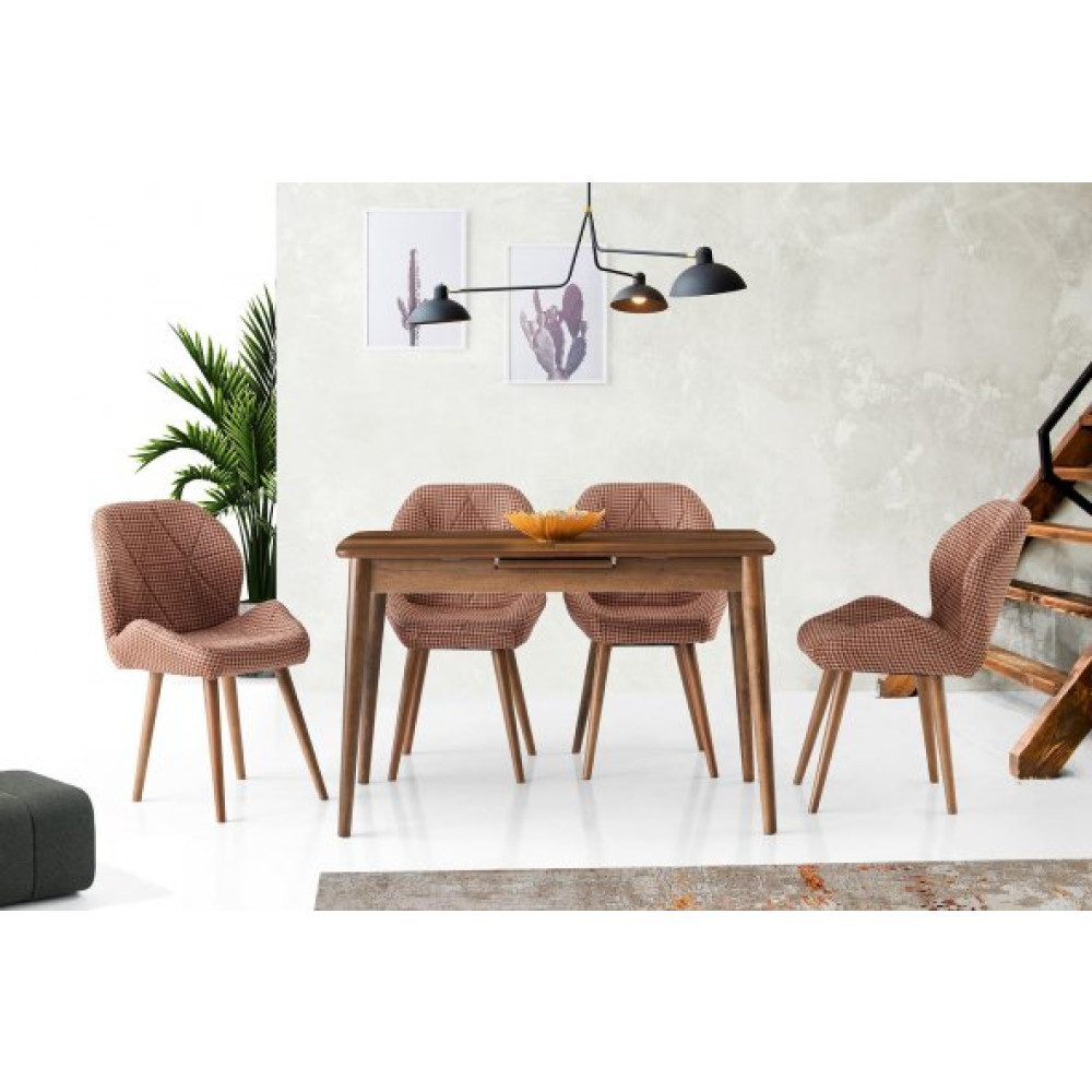 Milano Mdf Barok Ceviz Masa +4 Adet Vera Sandalye Takim Mutfak Dolabı / Mobilyası Fiyatı