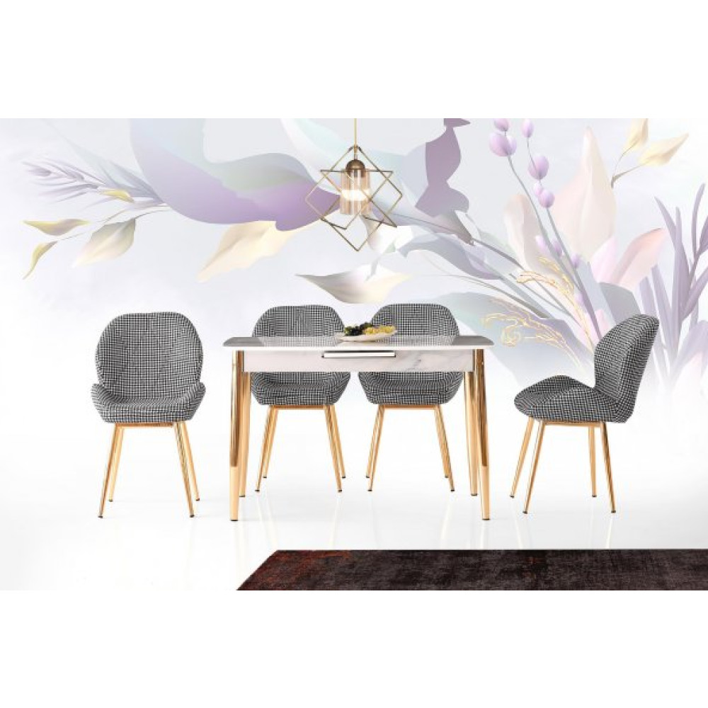 Milano Mdf Calcutta Masa +4 Adet Vera Gold Sandalye Takim Mutfak Dolabı / Mobilyası Fiyatı
