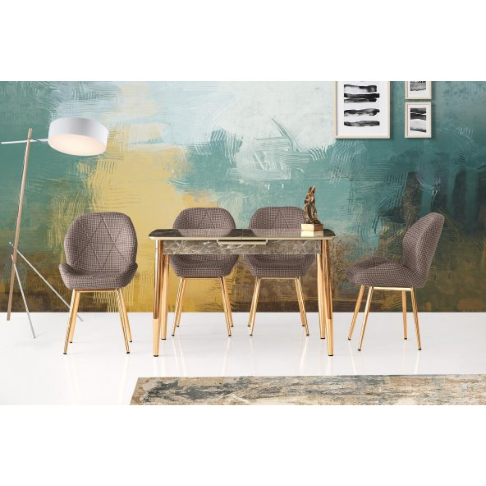 Milano Mdf Elvira Gold Masa +4 Adet Vera Gold Sandalye Takim Mutfak Dolabı / Mobilyası Fiyatı
