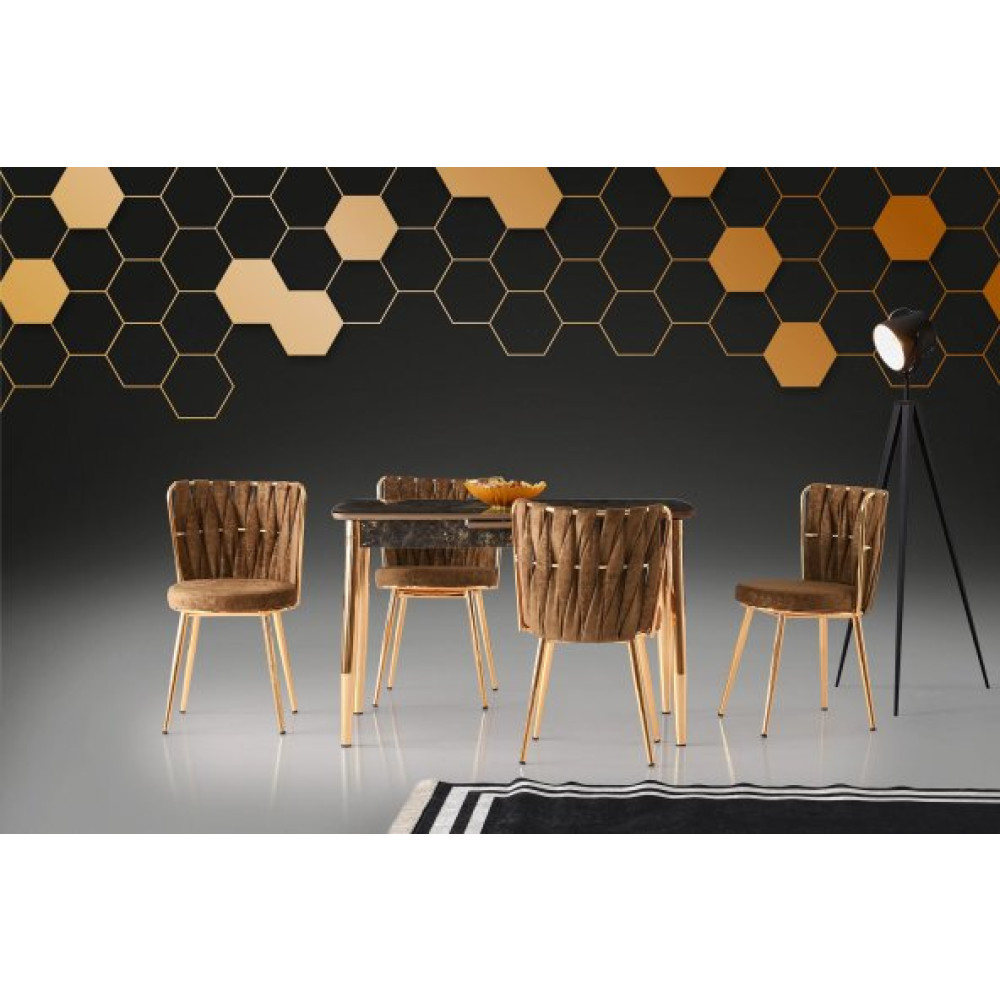 Milano Mdf H.gloss Siyah Tas Masa +4 Adet Dilara Sandalye Takim Mutfak Dolabı / Mobilyası Fiyatı