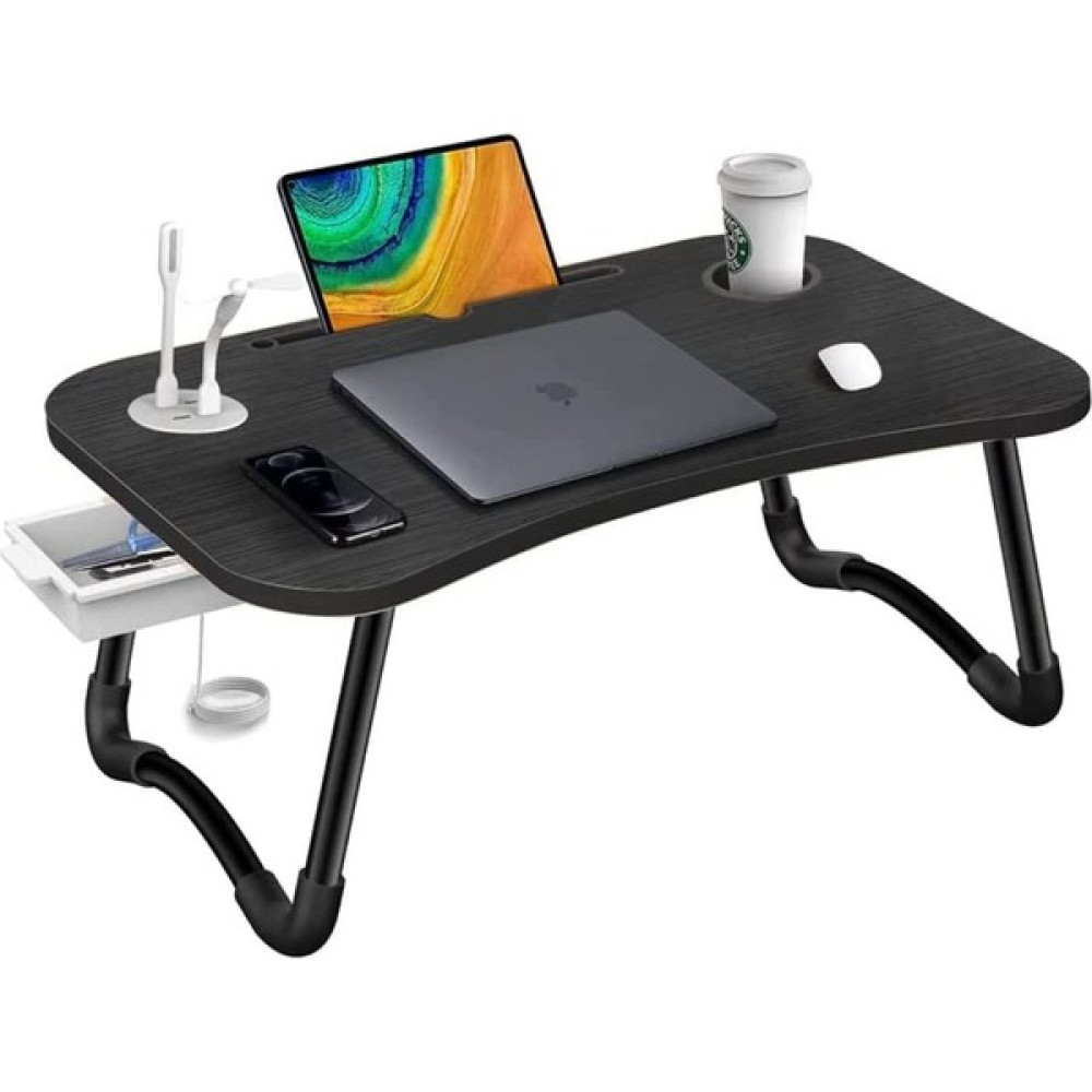 Miletus Laptop Standı Usb'li Çekmeceli Çocuk Çalışma Sehpası Yatak Sehpası Ders Çalışma Masası Ders Masası P - 60x40x25 - Siyah Sehpa Fiyatı