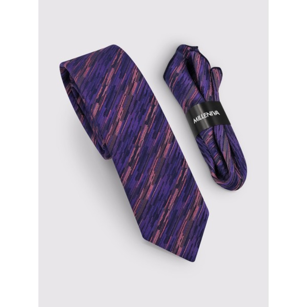 Milleniva Mor Çizgili Slim Mikrofiber Kravat & Mendil Kravat Fiyatı