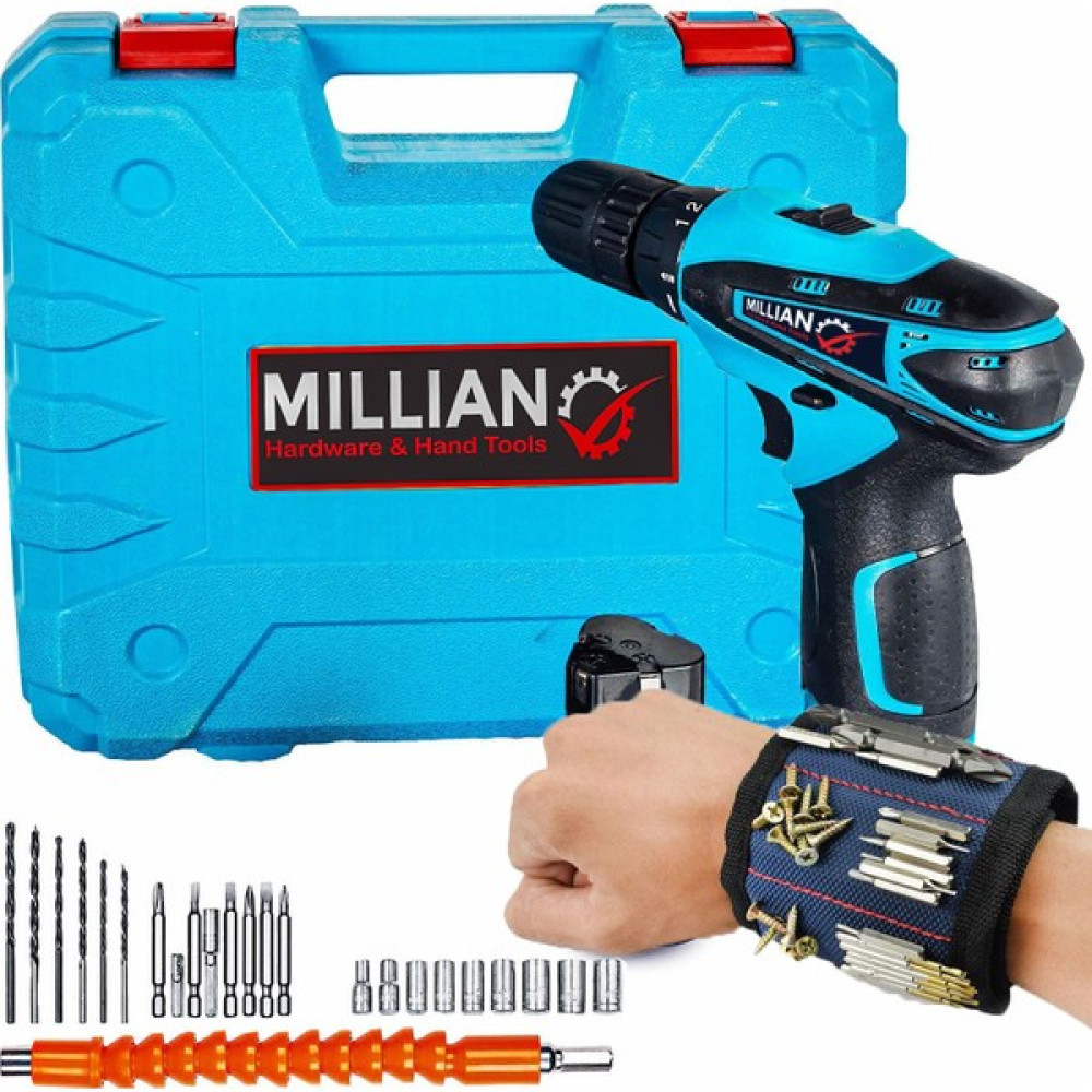 Millian 24V 4 Ah Li-Ion Çift Akülü Darbesiz Matkap Vidalama + 24 Parça Set + Mıknatıslı Bileklik Elektrikli El Aletleri Fiyatı