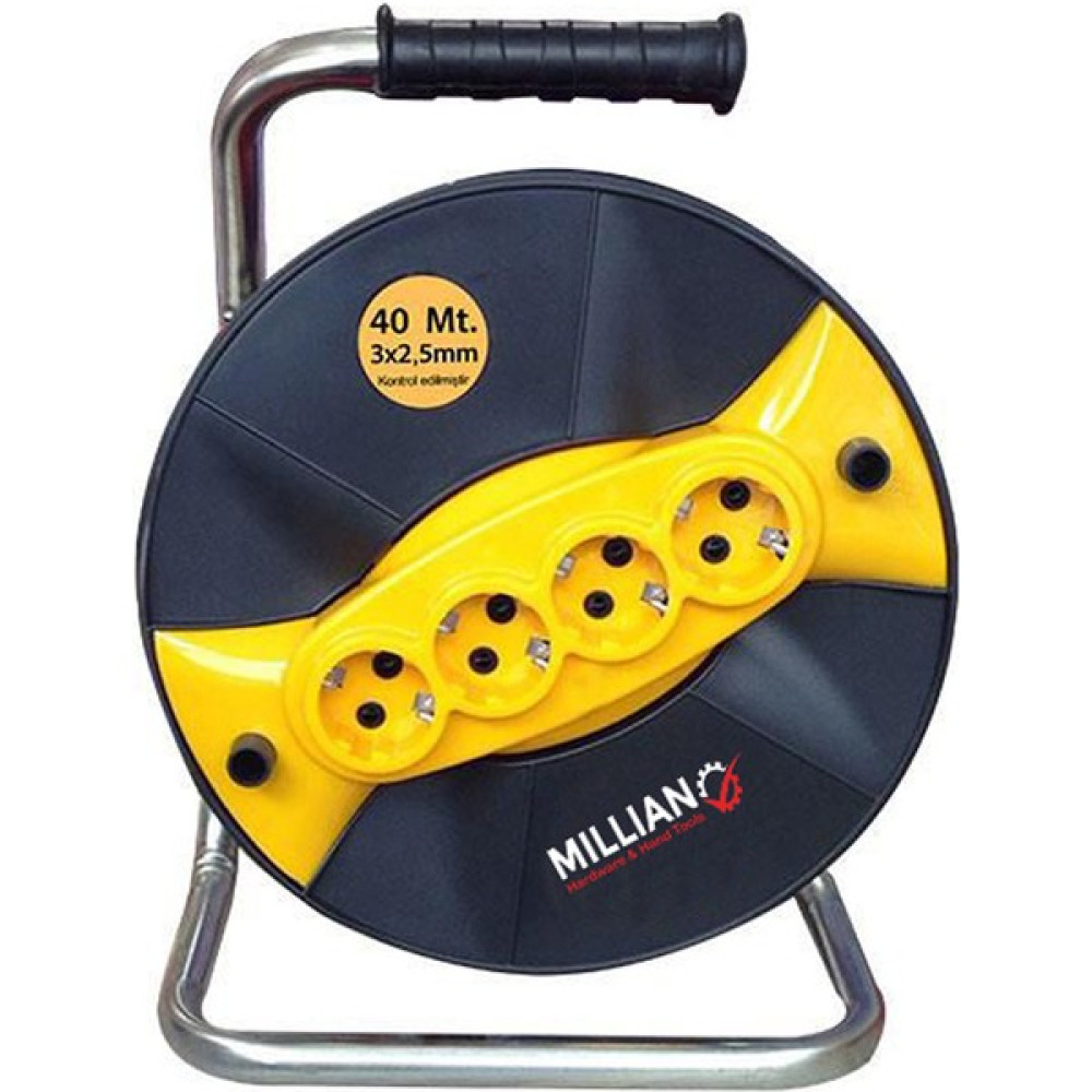 Millian 3 x 2,5 40 Metre Sertifikalı Makaralı Seyyar Uzatma Kablosu 4 Prizli Prizler Fiyatı