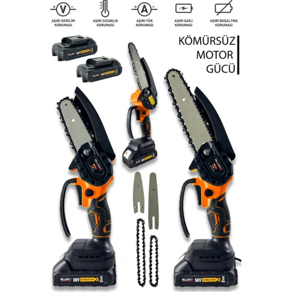 Millian Italyan Teknoloji Kömürsüz Motor 10 - 15 cm Çift Pala Çift Akülü Dal Ağaç Budama Testere Makinası Dal Budama Makineleri Fiyatı