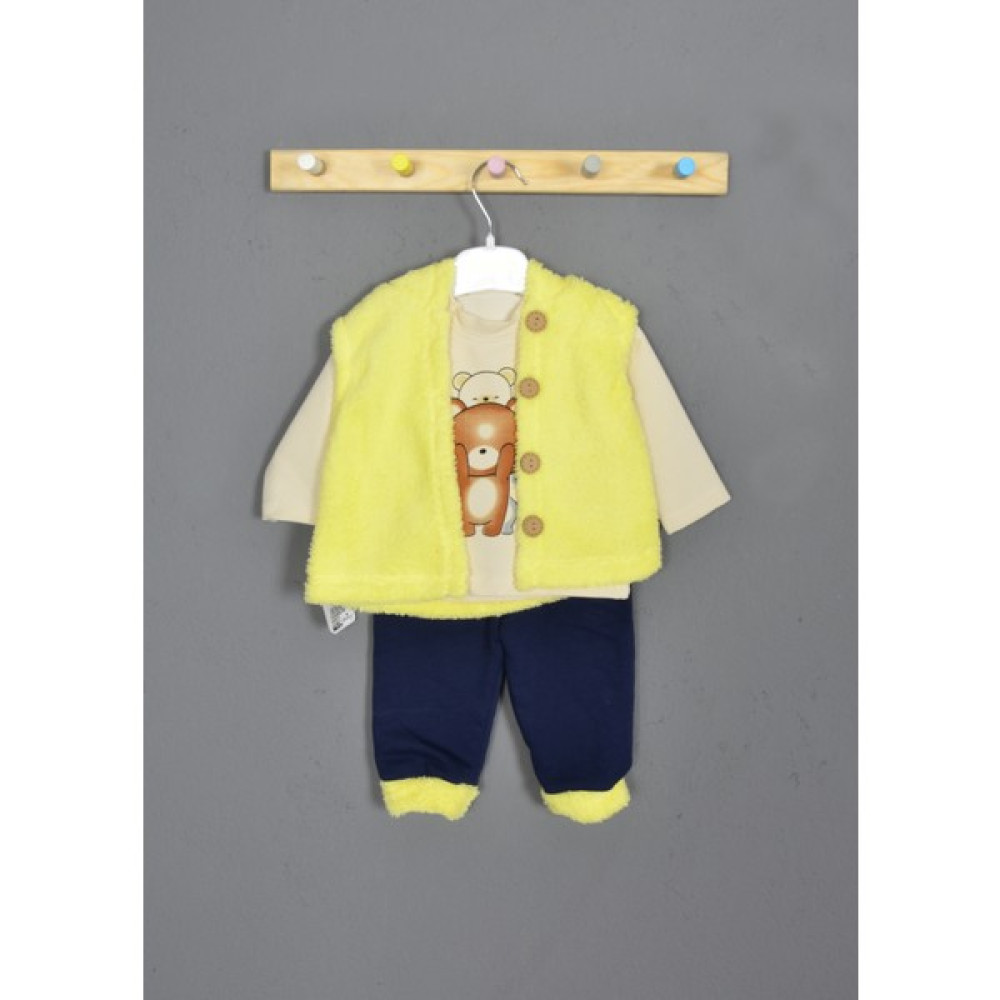 Million Babies Sevimli Ayıcıklar Detaylı Welsoft Yelekli Erkek Bebek Takımı 3-6-9-12-18 Aylık Bebek Kıyafeti Elbise Bebek Giysi Takım Fiyatı