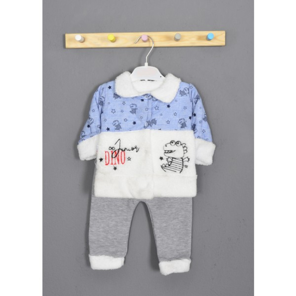 Million Bebe Sevimli Dino Detaylı Welsoft Yünlü Erkek Bebek Takımı 3-6-9 Aylık Bebek Kıyafeti Elbisesi Bebek Giysi Takım Fiyatı