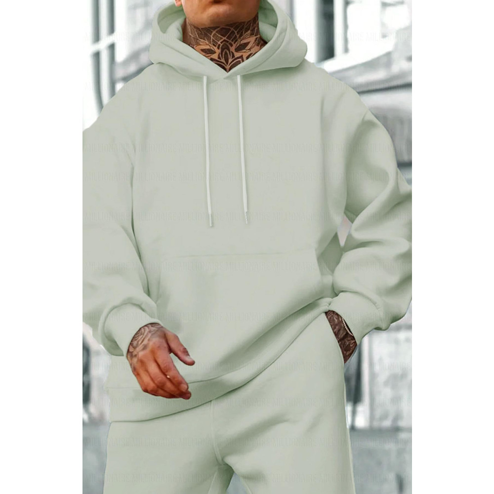 Millionaire Erkek Mint Yeşili Düz Kapüşonlu Oversize 3 iplik Şardonlu Salaş Bol Kesim Hoodie Sweatshirt M-L Beden Bayan Sweatshirt Fiyatı