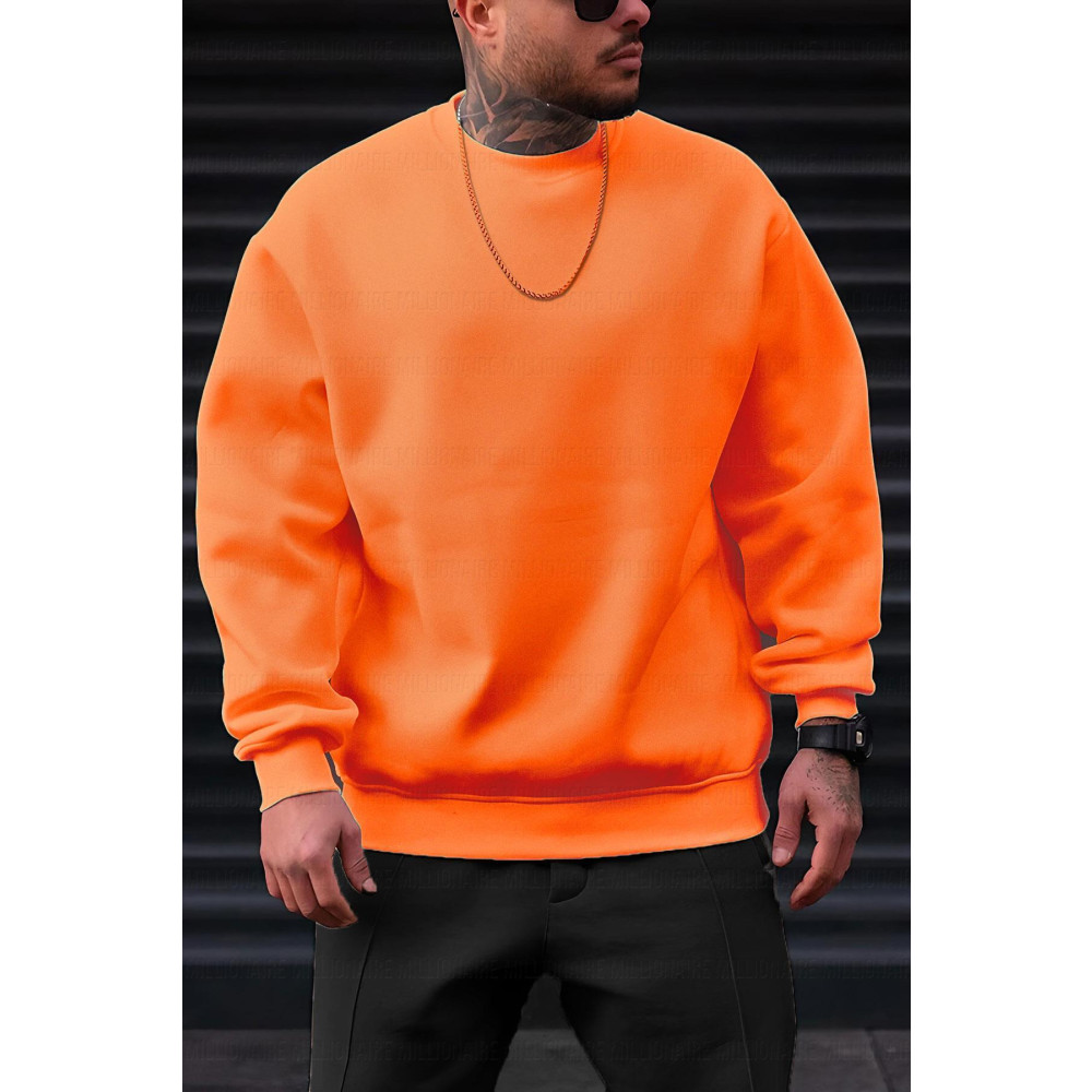 Millionaire Kadın Soft Yumuşacık Kalın 3 Iplik Içi Şardonlu Neon Parlak Turuncu Oranj Bisiklet Yaka Düz Sweat XS-S Beden Bayan Sweatshirt Fiyatı