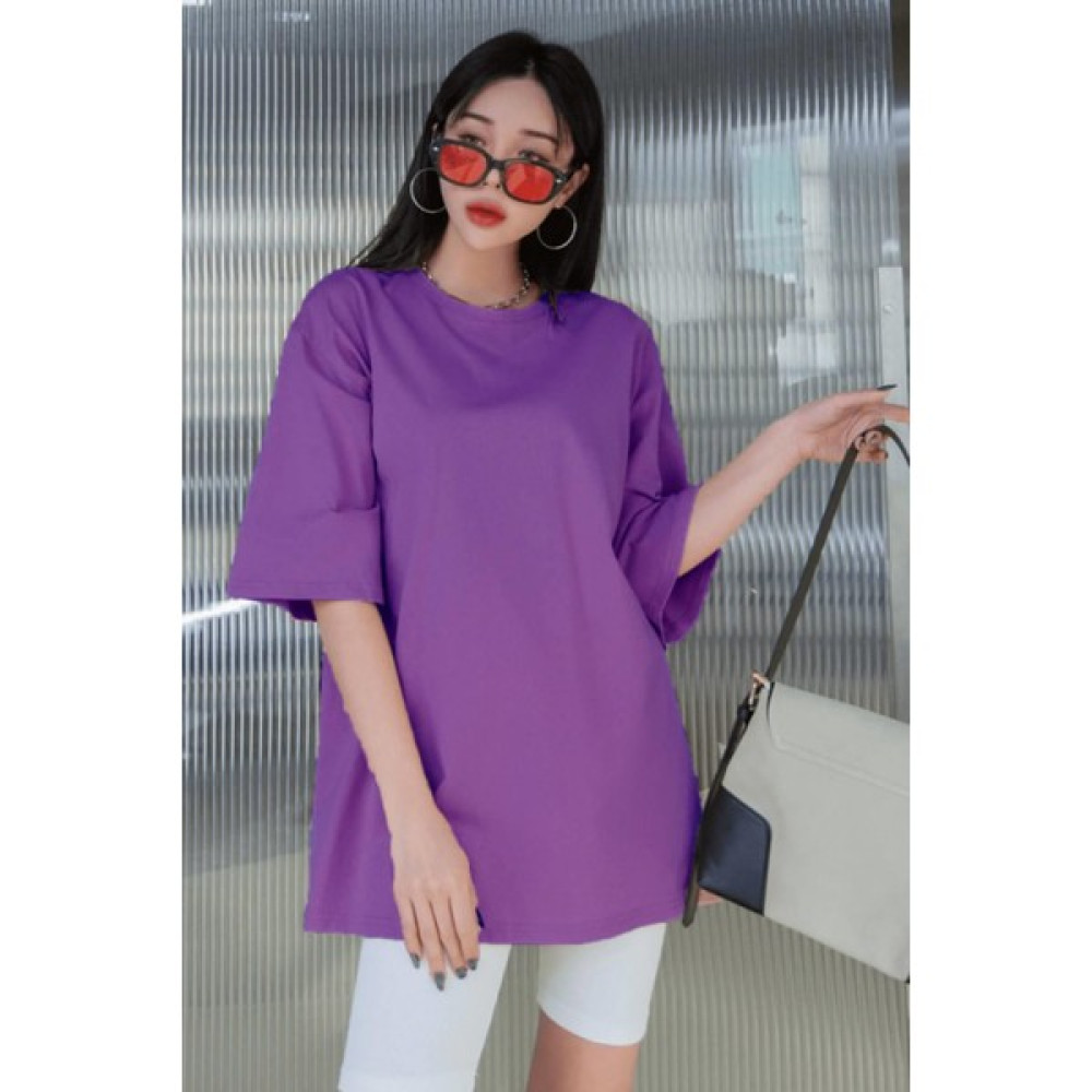 Millionaire Mor Basic Düz Baskısız Oversize Salas Boyfriend Kadın T-Shirt Bayan T-shirt Fiyatı