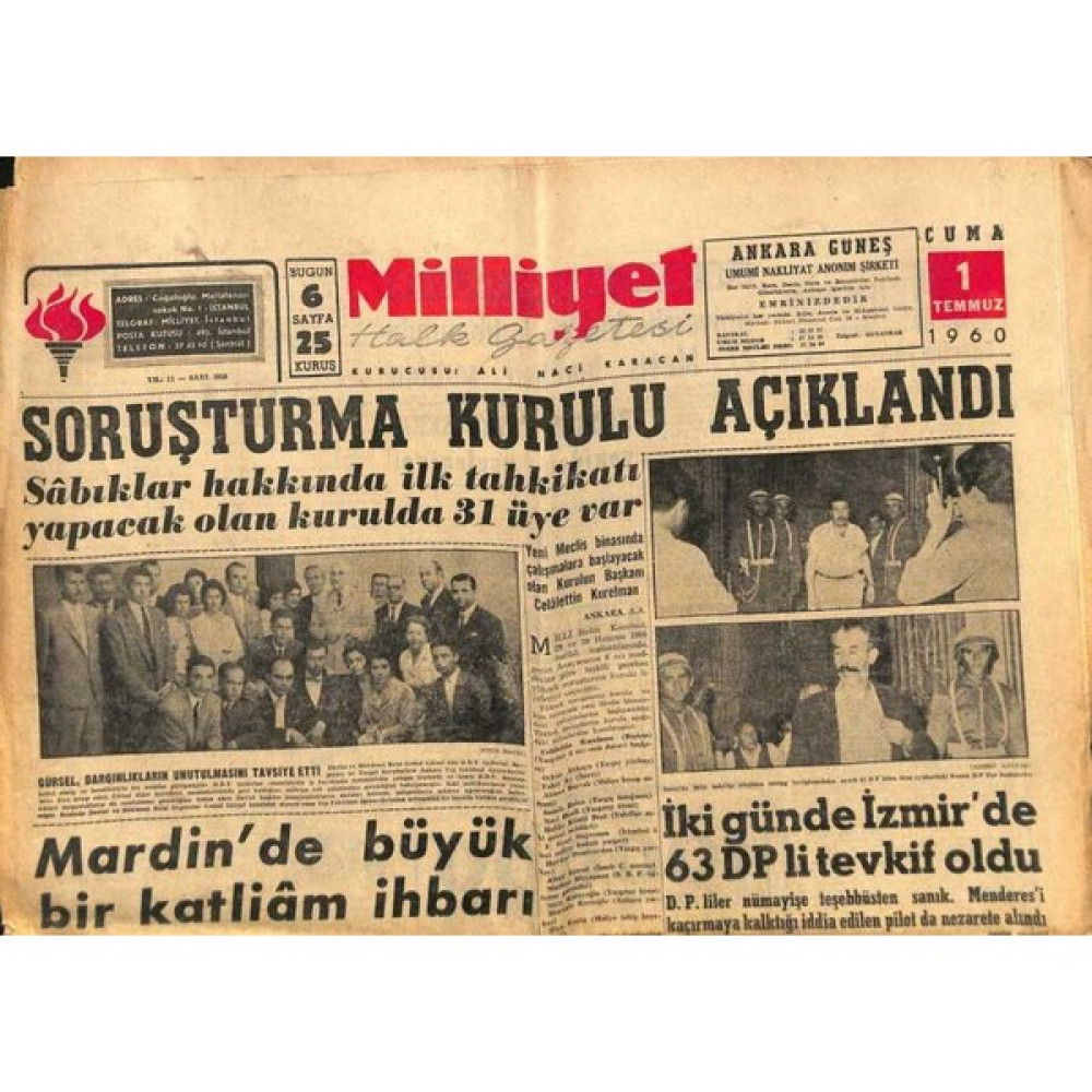 Milliyet Halk Gazetesi 1 Temmuz 1960 - Mardinde Büyük Bir Katliam Ihbarı  GZ92627 Oto Boyaları Fiyatı