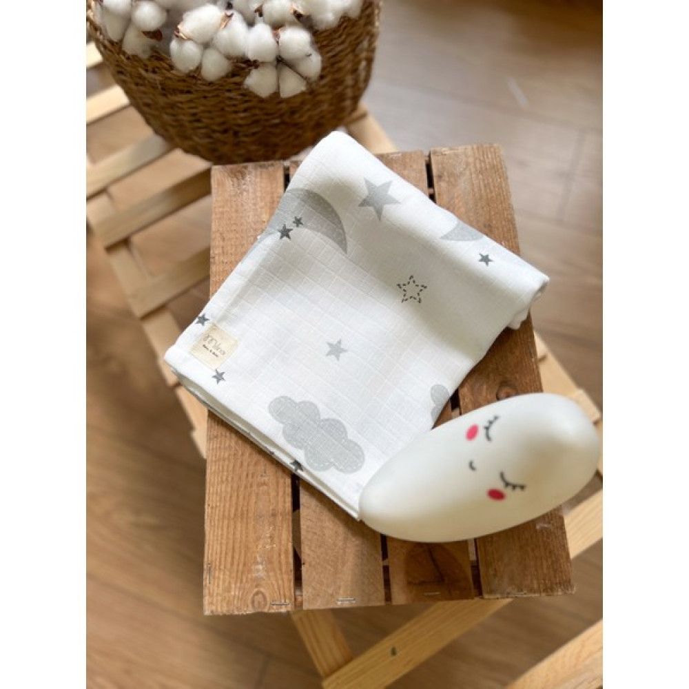 Milna Baby Kids Müslin Bebek Battaniyesi Desenli Müslin Örtü %100 Pamuk - 75 X 85 - Beyaz Bebek Battaniyesi Fiyatı