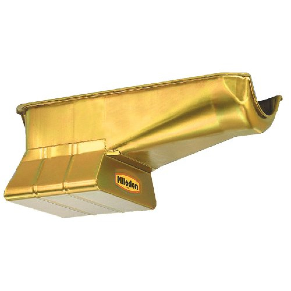 Milodon 30900 Steel, Gold Zinc Plated Street and Strip Oil Pan for Small Block Chevy