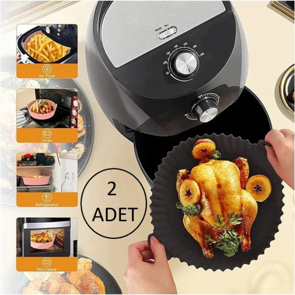 Miltov Airfryer Silikon Pişirme Kabı Fırın Kalıbı 2 Adet - Siyah Kek Kalıpları Fiyatı