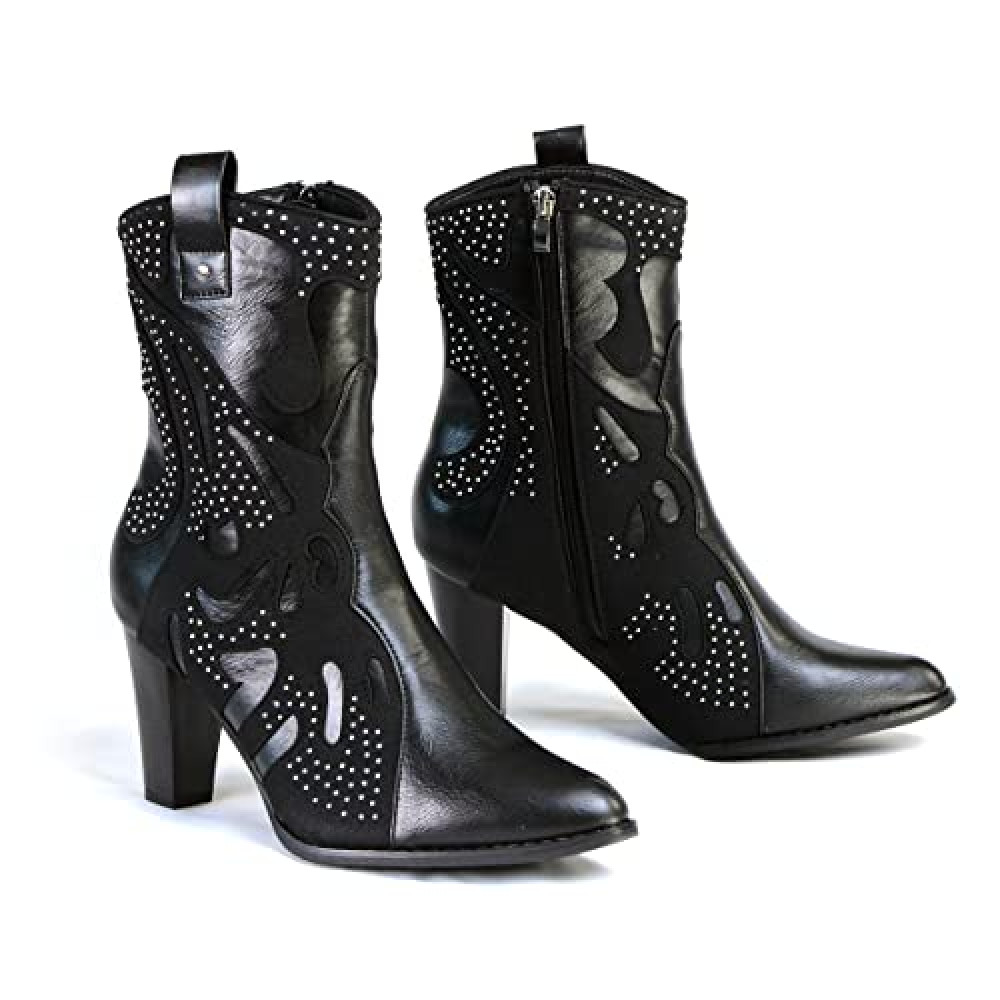 Milwaukee Leather MBL9429 Women's Black Western Style Fashion Casual Boots with Studded Bling - 8