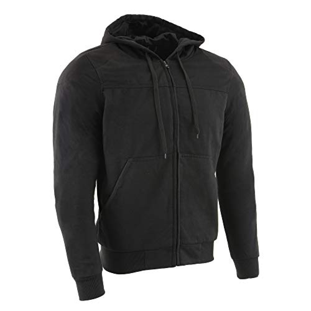 Milwaukee Leather MPM1788 Men's Black CE Approved Armored Riding Hoodie Sweater with Aramid by DuPont Fibers - Large Motorcycle Jackets Fiyatı
