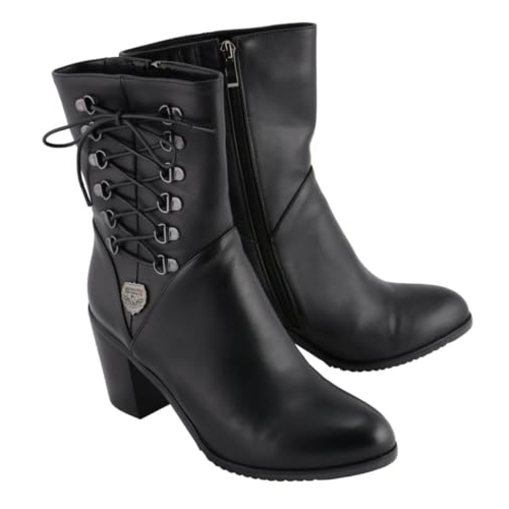 Milwaukee Leather Women's Black Lace-Side Fashion Motorcycle Riding Boots MBL9436-7