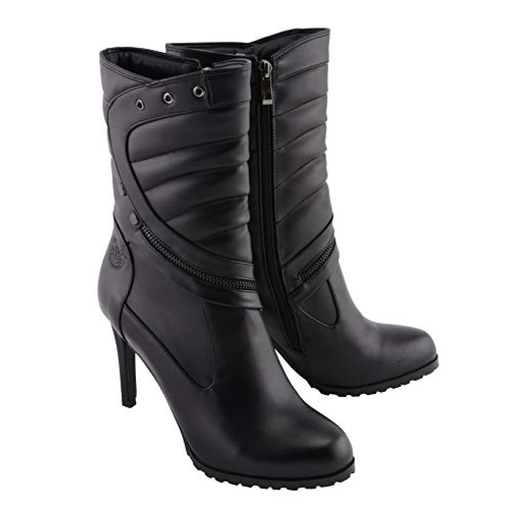 Milwaukee PerformanceWomen's High Heel Boot With Zipper Accent (Black, Size 10)