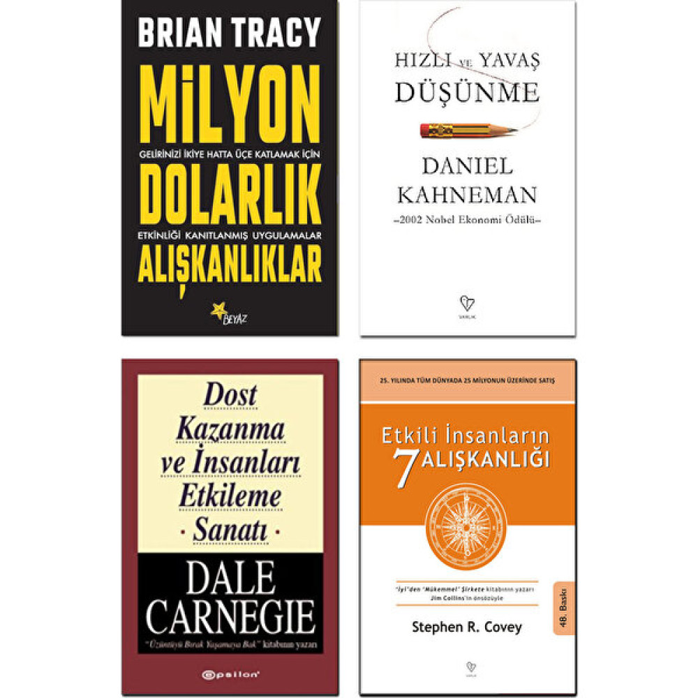 Milyon Dolarlık Alışkanlıklar / Brian Tracy + Hızlı ve Yavaş Düşünme / Daniel Kahneman + Etkili Insanların 7 Alışkanlığı + Dost Kazanma ve Insanlar... Ekonomi Pazarlama Kitapları Fiyatı