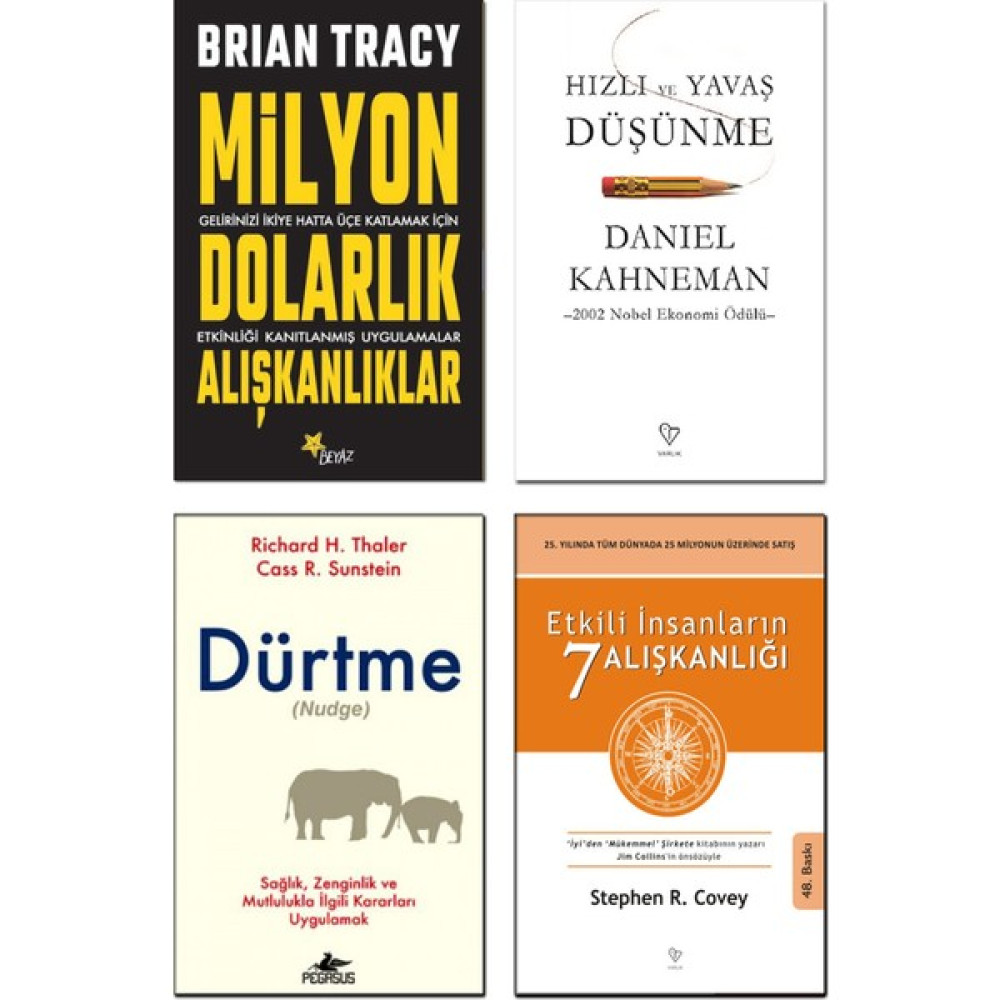 Milyon Dolarlık Alışkanlıklar / Brian Tracy + Hızlı ve Yavaş Düşünme / Daniel Kahneman + Etkili Insanların 7 Alışkanlığı / Stephen R. Covey + Dürtm... Ekonomi Pazarlama Kitapları Fiyatı