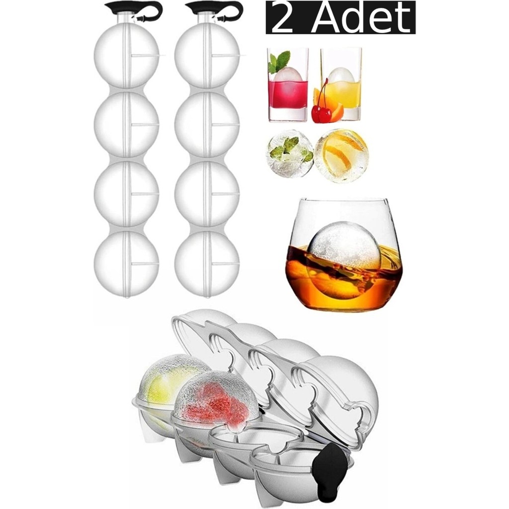 Mim Life 2 Adet Pratik 4'lü Top Buz Kalıbı Sihirli 4'lü Küre Buz Kalıbı Sihirli Buz Kalıbı - Kahverengi Diğer Fiyatı