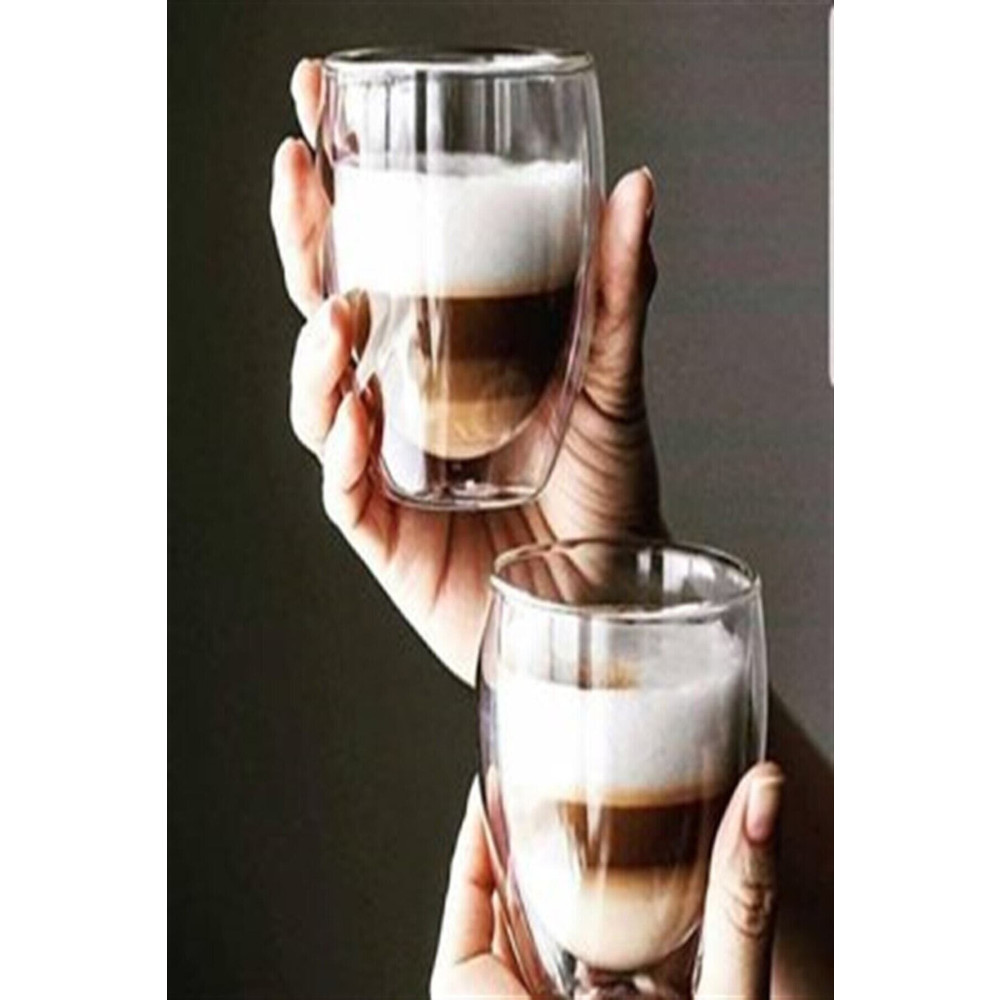 MİMOZA PARK 2 Adet Yenitasarım Çift Cidarlı Bardak 350ml 2 Adet Fincan / Bardak / Kahve Takımı Fiyatı