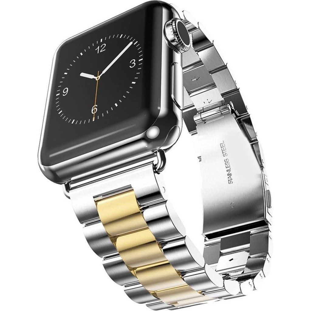 Mimtec Apple Watch Uyumlu 42MM 44MM 45MM 49MM 1/2/3/4/5/6/se/7/8/9/ultra 2 Metal Kordon Premium - Gümüş - Gold Akıllı Saat Aksesuarı Fiyatı