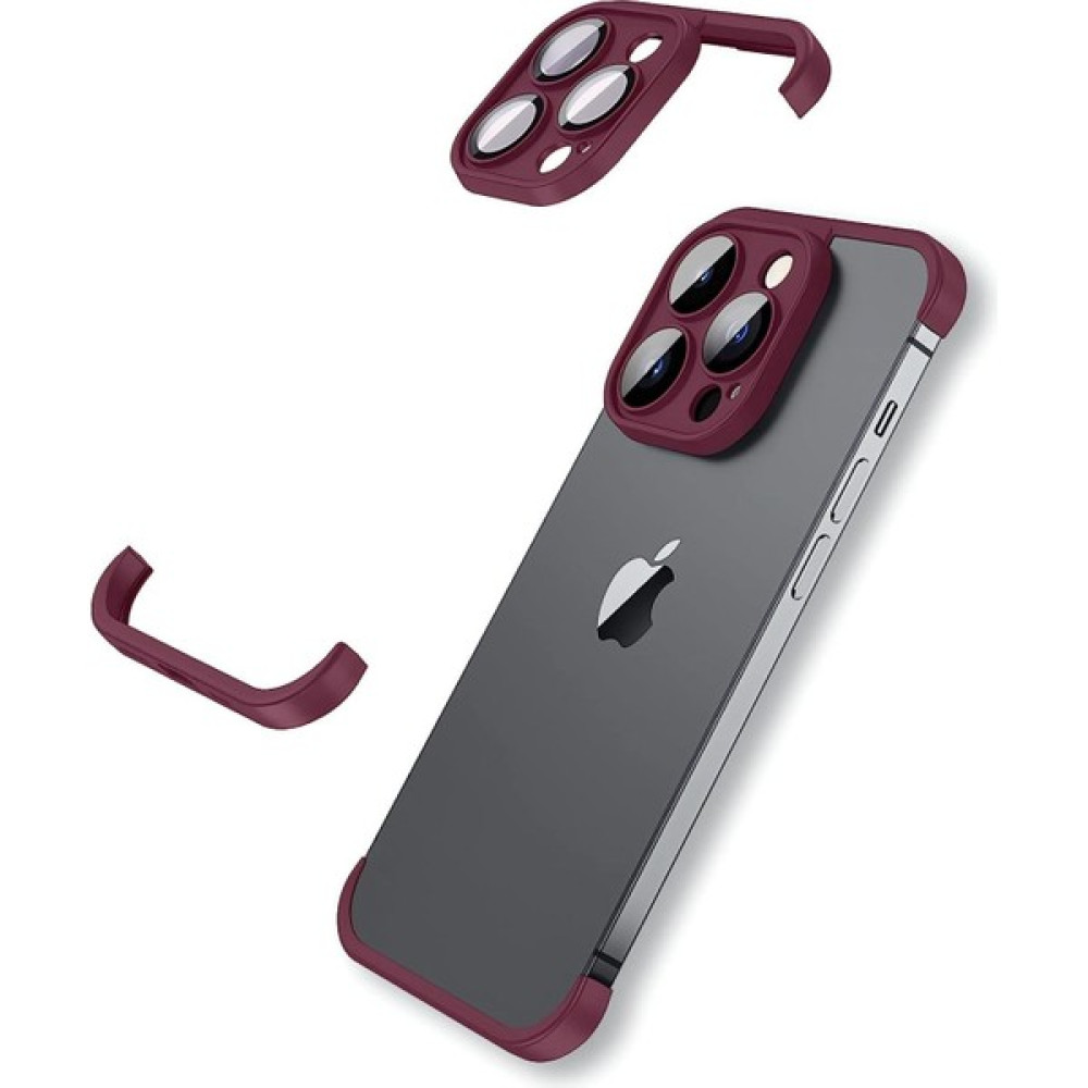 Mimtec Iphone 14 Pro Uyumlu Kamera Lens Koruyucu ve Çerçeve Koruyucu Kılıf - Bordo Cep Telefonu Kılıfı Fiyatı