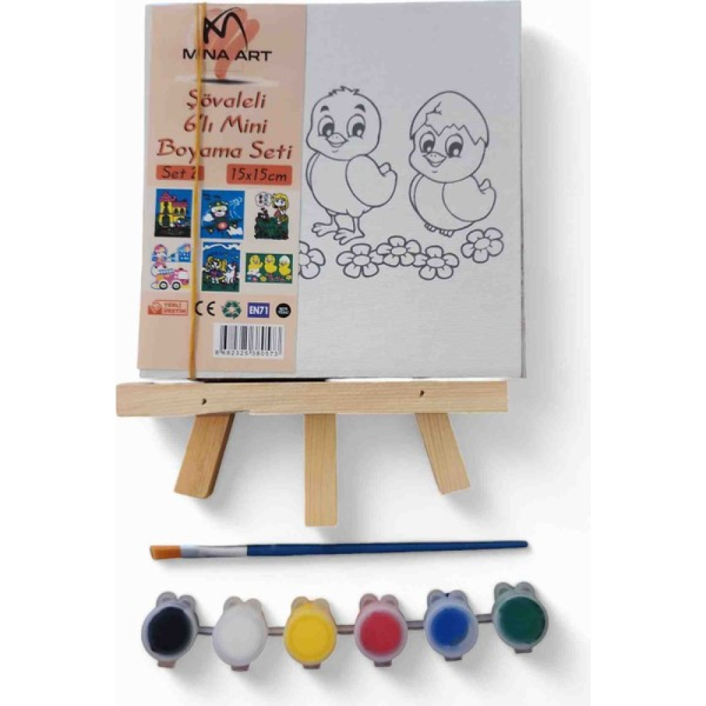 Mina Art Mini Boyama Seti Akrilik Boya Fırça Şövale Seti 15x15 Tuval Fiyatı