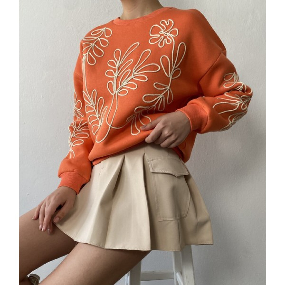 Minaaise Yavru Ağzı Nakışlı Kısa Sweatshirt 26071 Bayan Sweatshirt Fiyatı