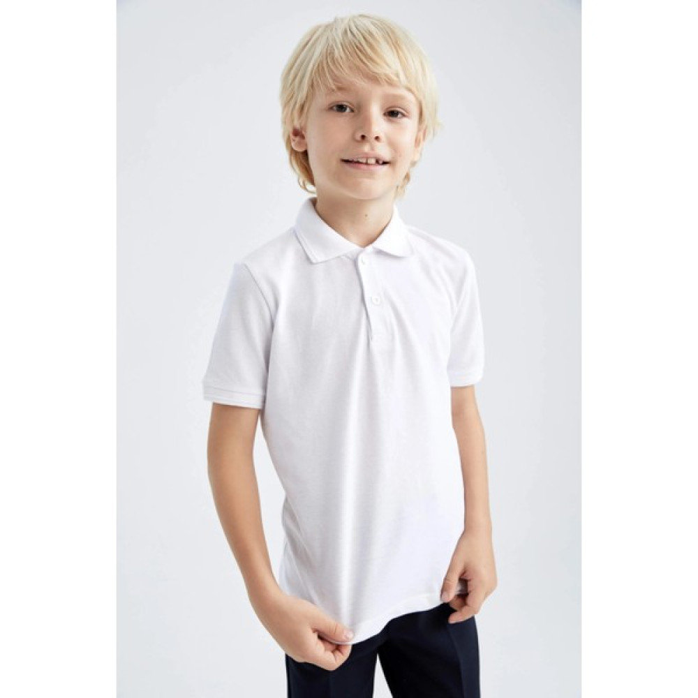 Minapark Unisex Kisa Kollu Polo Yaka Beyaz T-Shirt Erkek T-shirt Fiyatı