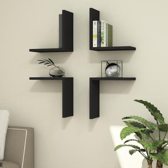 Minar Alfa Pulse Siyah Duvar Rafı