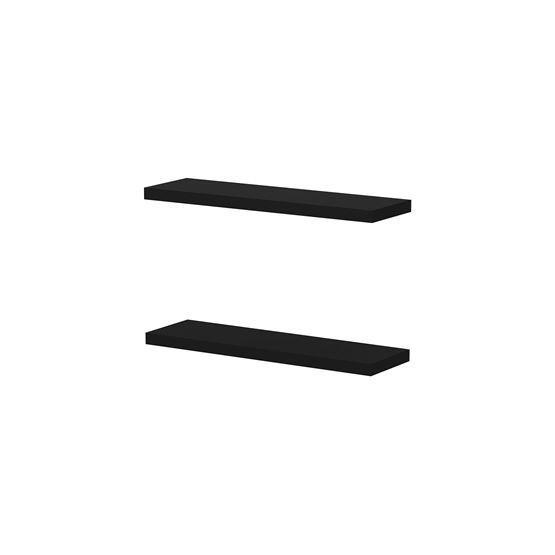 Minar Mobilya 80cm Mat Siyah Gizli Raf Tutuculu 2'li Duvar Rafı
