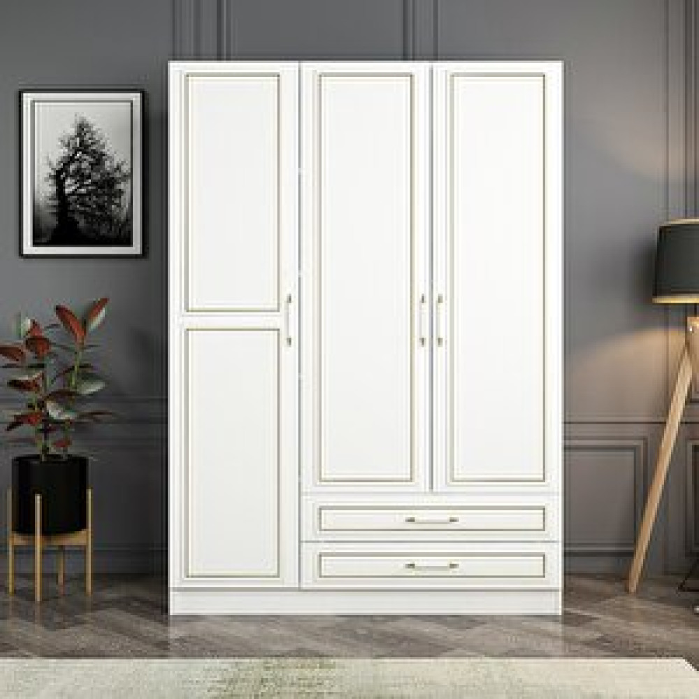 Minar Mobilya Kale Gold 3 Kapak 2 Çekmece Dolap - Beyaz 190cm 190 cm Gardrop & Dolap Fiyatı