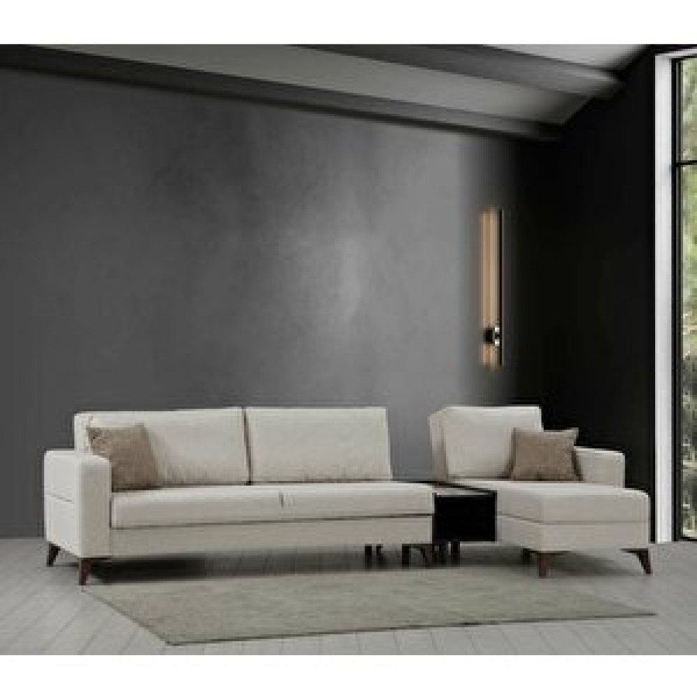 Minar Mobilya Kristal Dinlenme+raflı Ceviz Sehpa+3 Bej Koltuk Takımı / Seti Fiyatı
